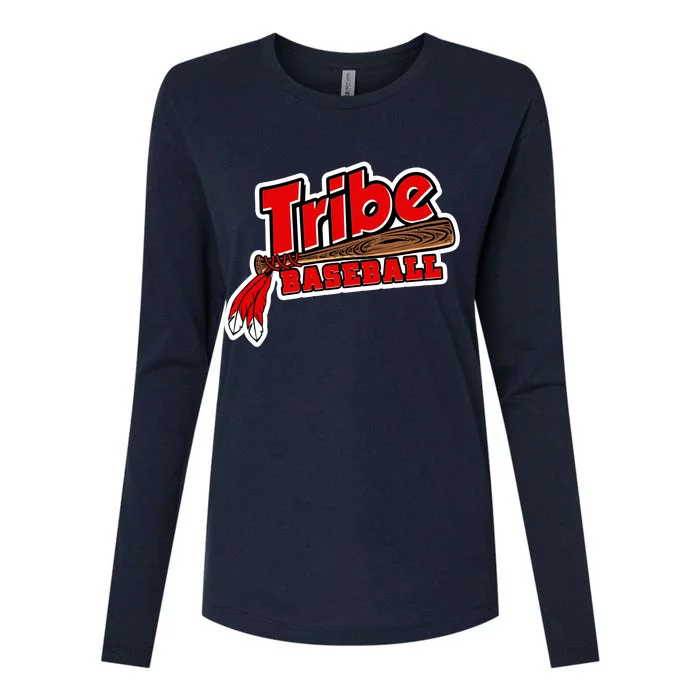 Tribe Baseball Sports Logo Womens Cotton Relaxed Long Sleeve T-Shirt