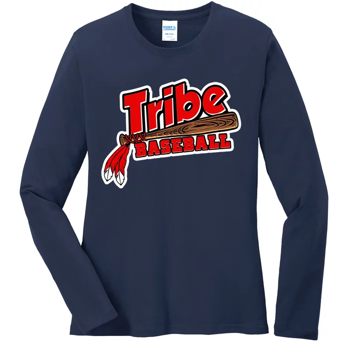 Tribe Baseball Sports Logo Ladies Long Sleeve Shirt