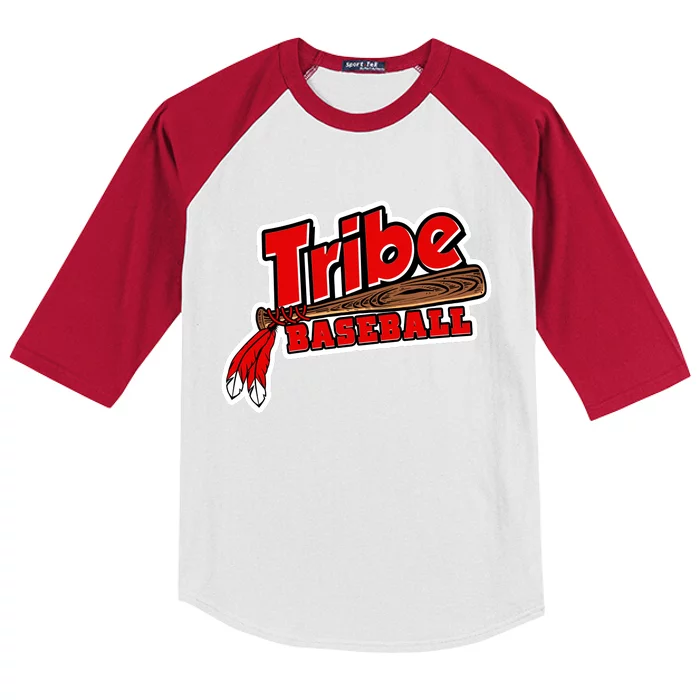 Tribe Baseball Sports Logo Kids Colorblock Raglan Jersey