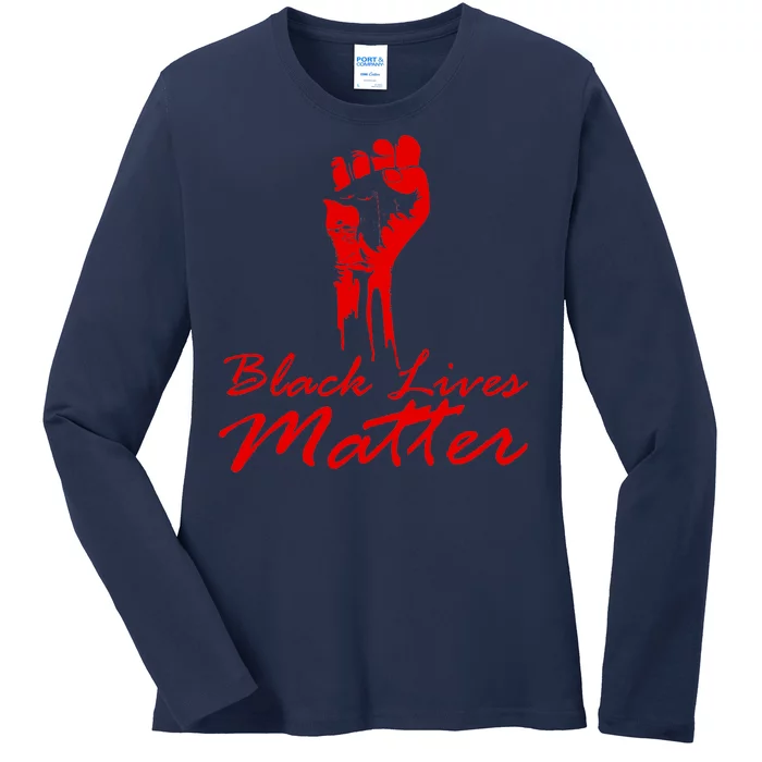 Tribute Black Lives Matter Fist Ladies Long Sleeve Shirt