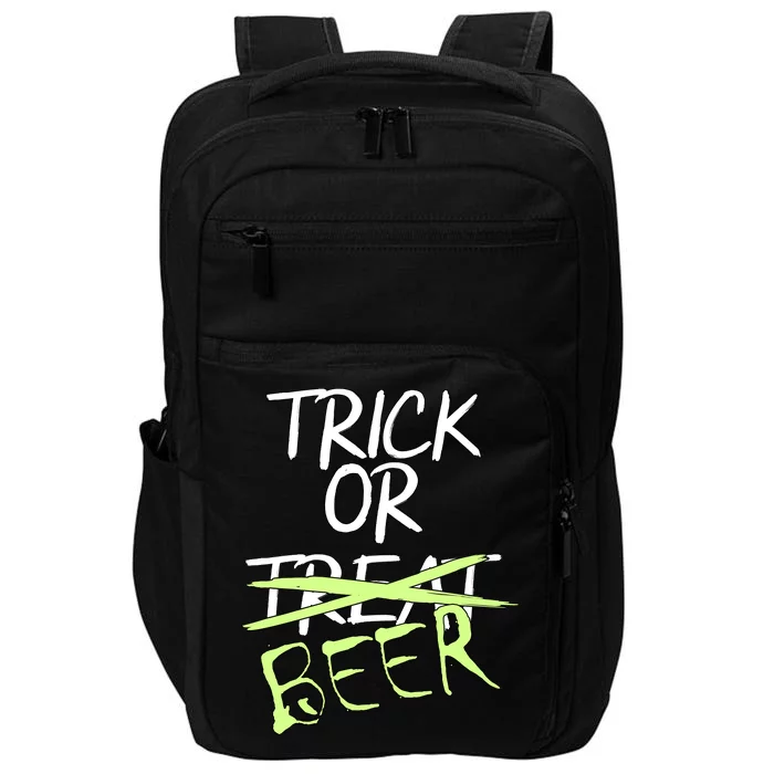 Trick or Beer Funny Halloween Party Impact Tech Backpack