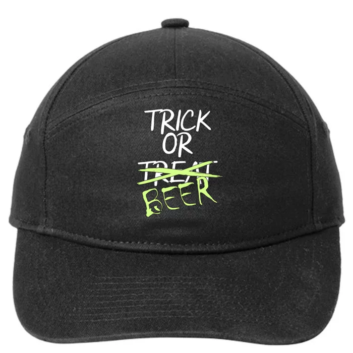 Trick or Beer Funny Halloween Party 7-Panel Snapback Hat