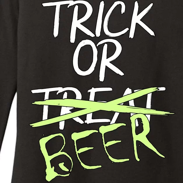 Trick or Beer Funny Halloween Party Womens CVC Long Sleeve Shirt