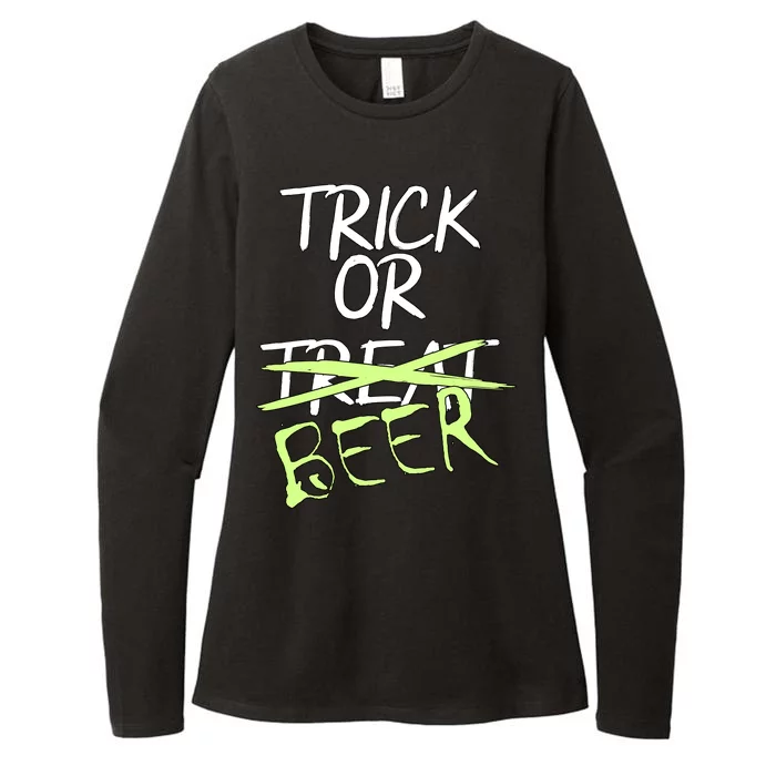 Trick or Beer Funny Halloween Party Womens CVC Long Sleeve Shirt