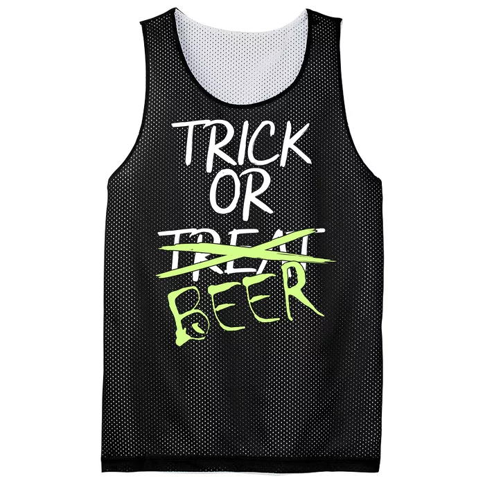 Trick or Beer Funny Halloween Party Mesh Reversible Basketball Jersey Tank