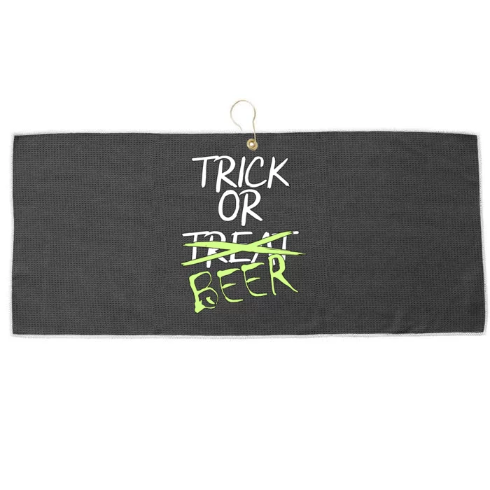 Trick or Beer Funny Halloween Party Large Microfiber Waffle Golf Towel