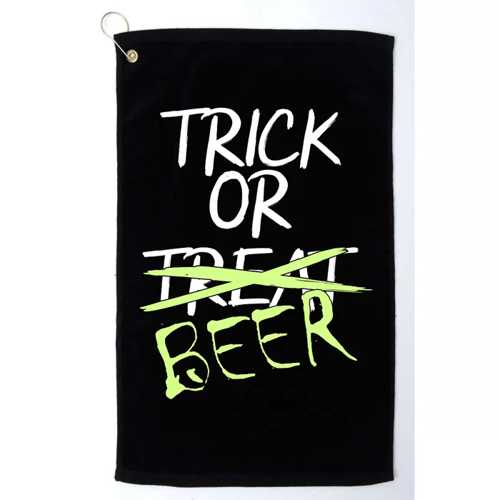 Trick or Beer Funny Halloween Party Platinum Collection Golf Towel