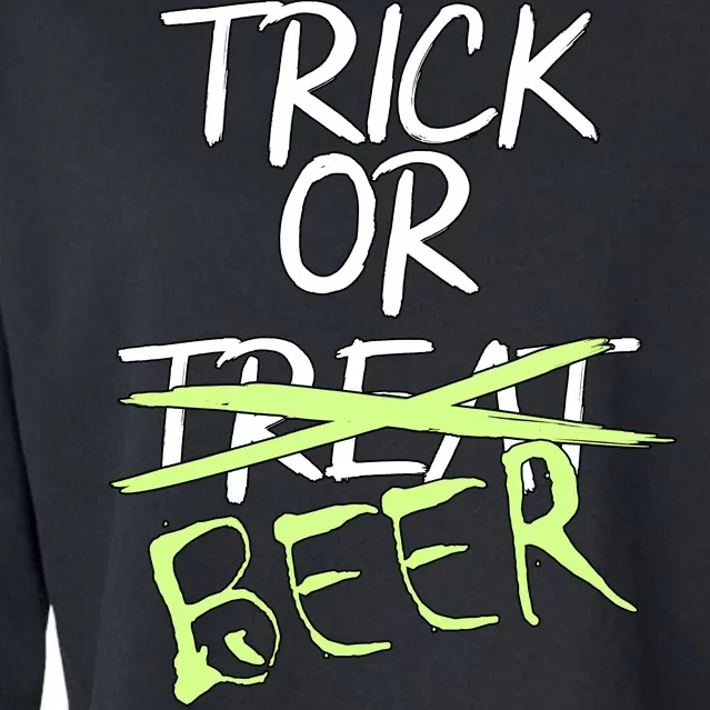 Trick or Beer Funny Halloween Party Cropped Pullover Crew