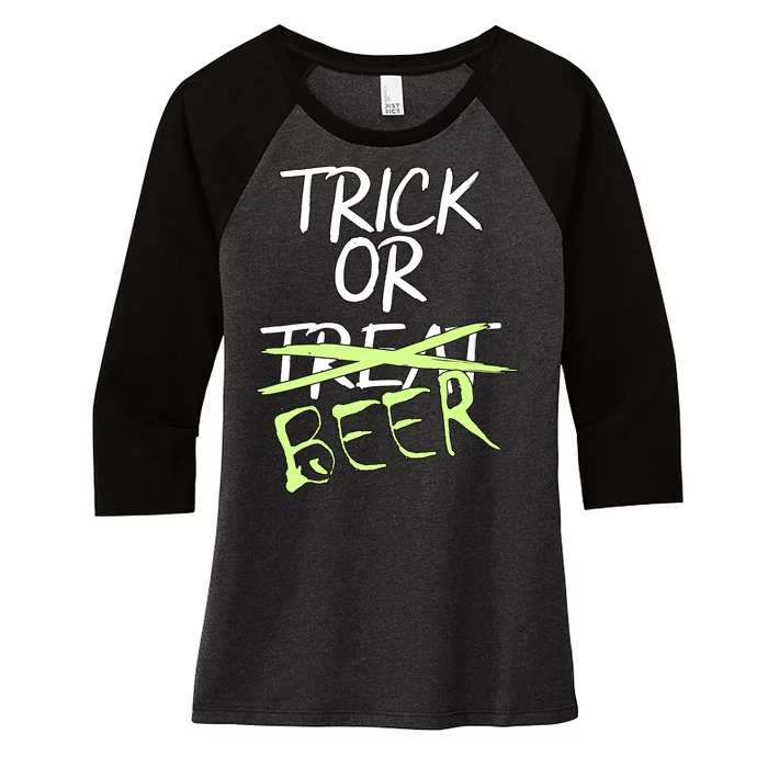 Trick or Beer Funny Halloween Party Women's Tri-Blend 3/4-Sleeve Raglan Shirt