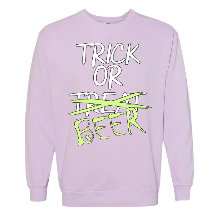 Trick or Beer Funny Halloween Party Garment-Dyed Sweatshirt