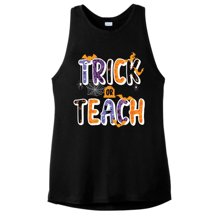 Trick Or Teach Funny Cute Halloween Ladies Tri-Blend Wicking Tank