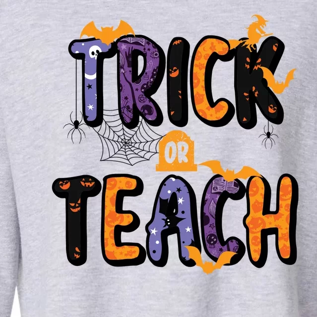 Trick Or Teach Funny Cute Halloween Cropped Pullover Crew