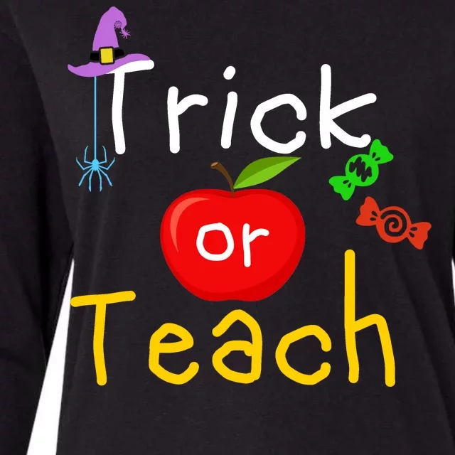 Trick Or Teach Halloween Teacher Womens Cotton Relaxed Long Sleeve T-Shirt