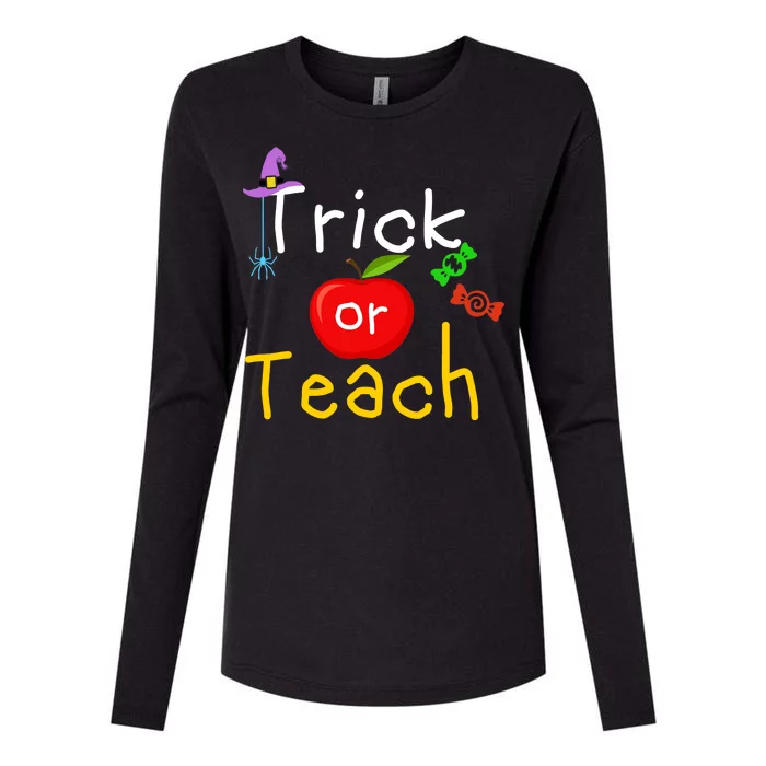 Trick Or Teach Halloween Teacher Womens Cotton Relaxed Long Sleeve T-Shirt