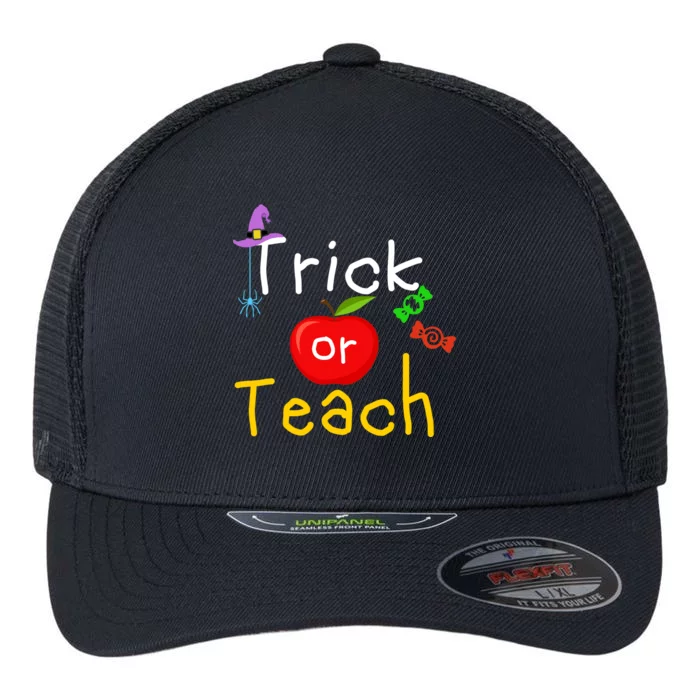 Trick Or Teach Halloween Teacher Flexfit Unipanel Trucker Cap