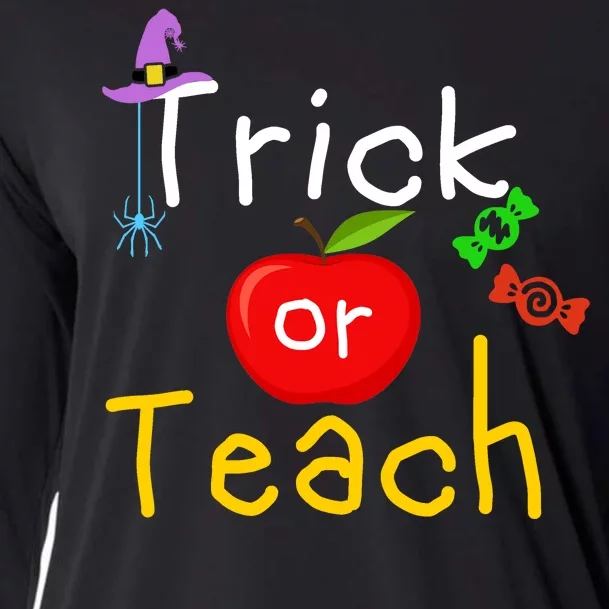 Trick Or Teach Halloween Teacher Cooling Performance Long Sleeve Crew