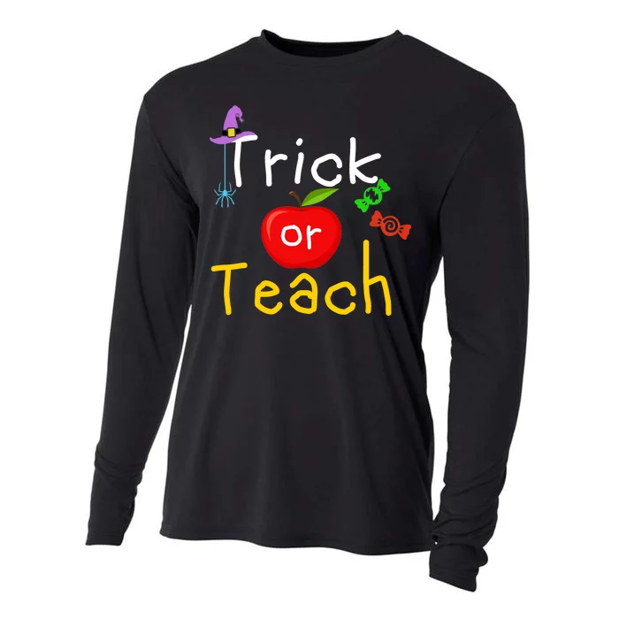 Trick Or Teach Halloween Teacher Cooling Performance Long Sleeve Crew