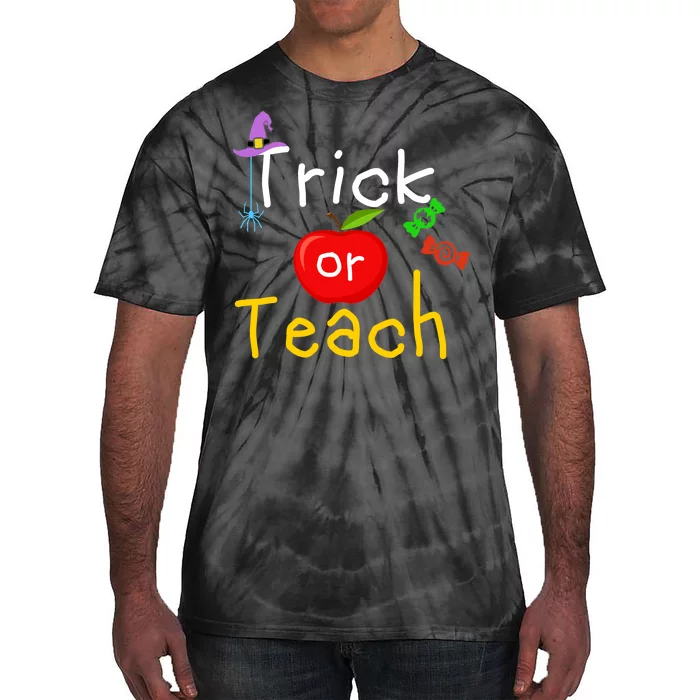 Trick Or Teach Halloween Teacher Tie-Dye T-Shirt