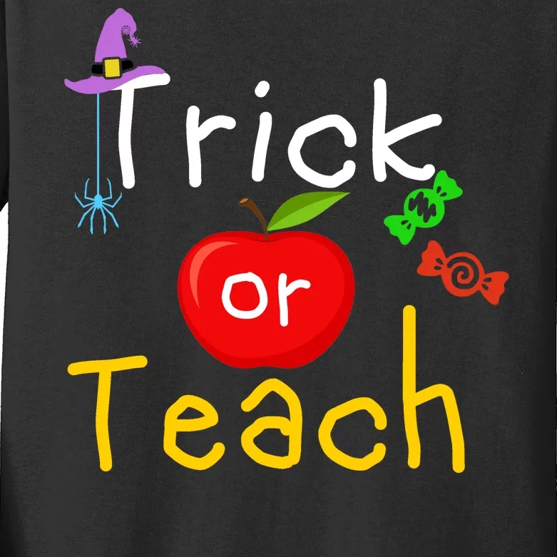 Trick Or Teach Halloween Teacher Kids Long Sleeve Shirt