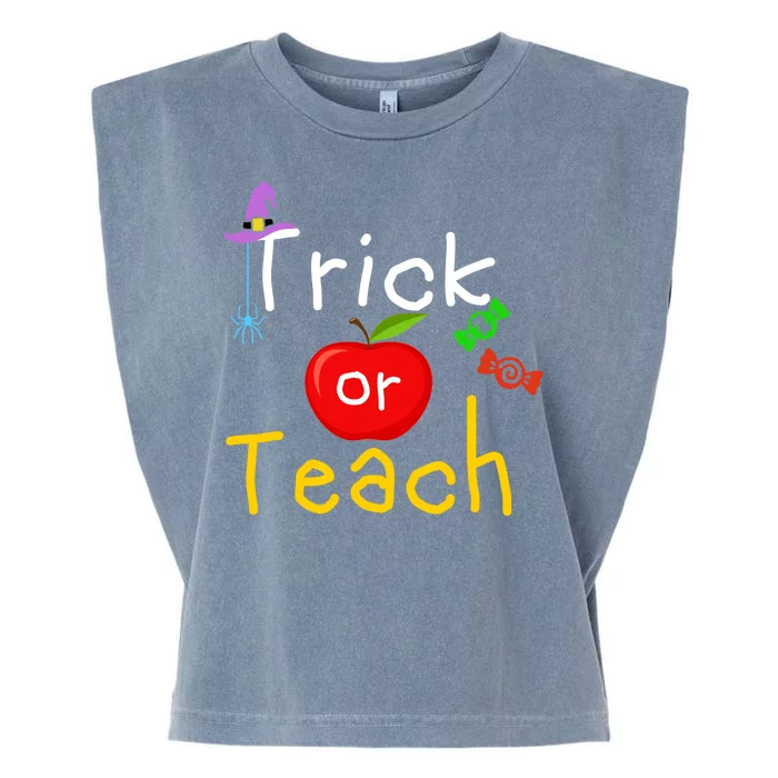 Trick Or Teach Halloween Teacher Garment-Dyed Women's Muscle Tee