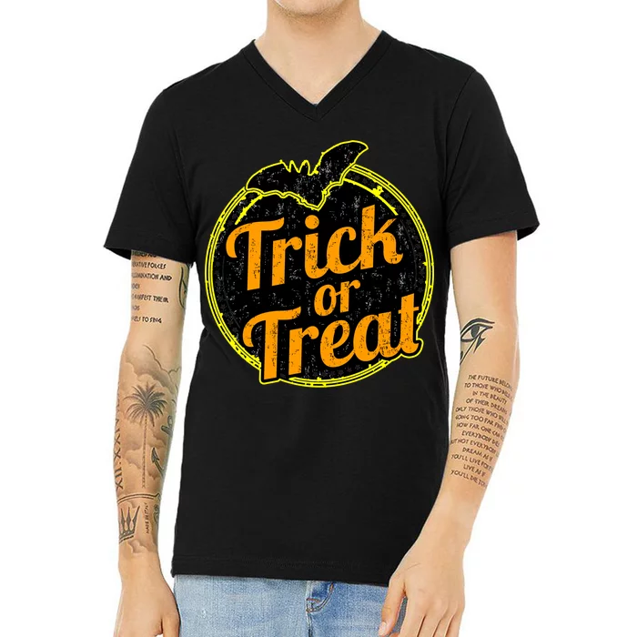 Trick or Treat Bat Logo V-Neck T-Shirt