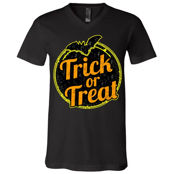 Trick or Treat Bat Logo V-Neck T-Shirt