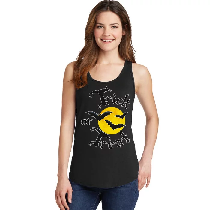 Trick Or Treat Bats Halloween Ladies Essential Tank