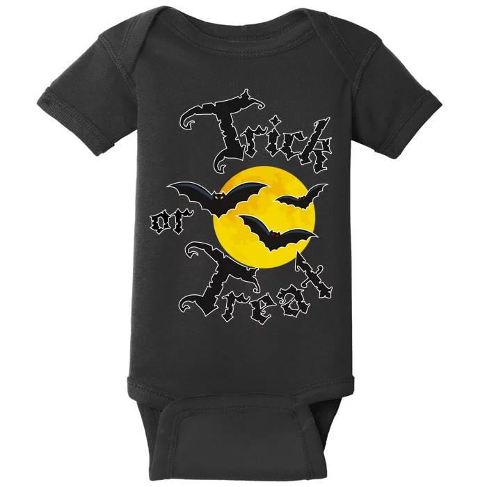 Trick Or Treat Bats Halloween Baby Bodysuit