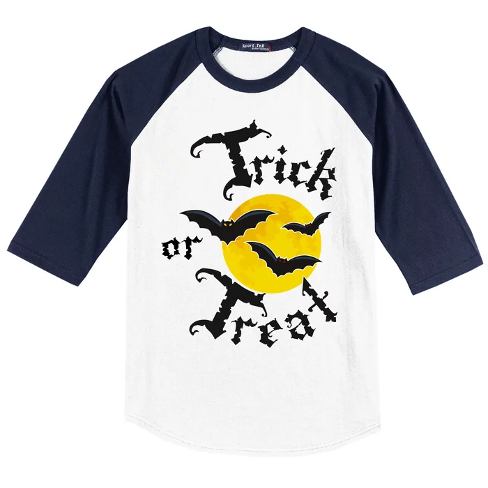 Trick Or Treat Bats Halloween Baseball Sleeve Shirt