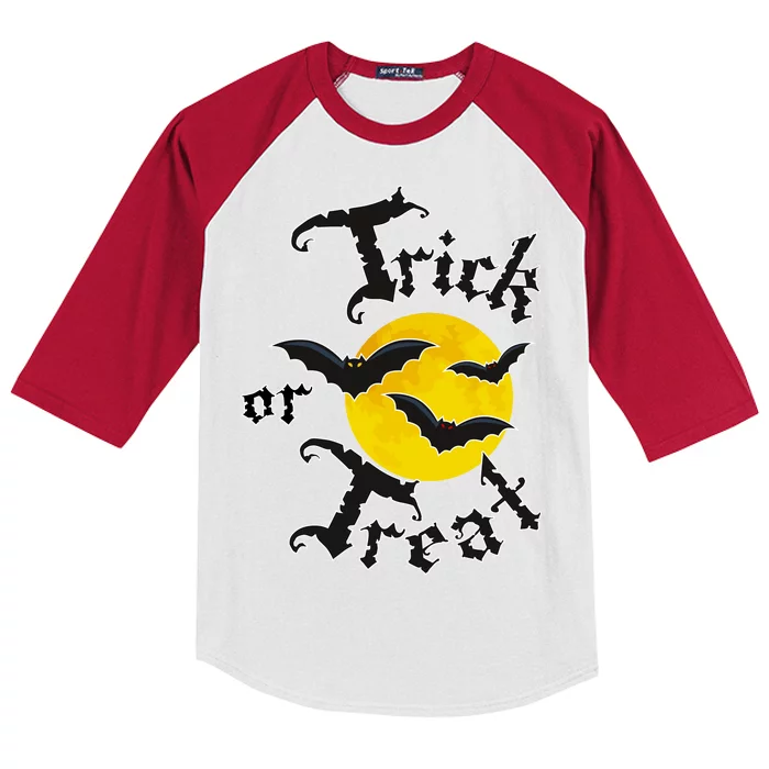 Trick Or Treat Bats Halloween Kids Colorblock Raglan Jersey