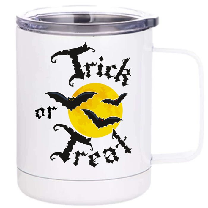 Trick Or Treat Bats Halloween Front & Back 12oz Stainless Steel Tumbler Cup