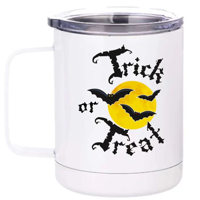 Trick Or Treat Bats Halloween Front & Back 12oz Stainless Steel Tumbler Cup