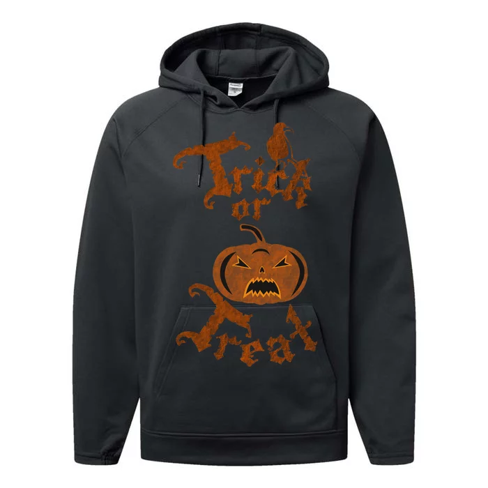 Trick Or Treat Pumpkin Halloween Performance Fleece Hoodie