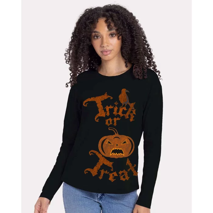 Trick Or Treat Pumpkin Halloween Womens Cotton Relaxed Long Sleeve T-Shirt