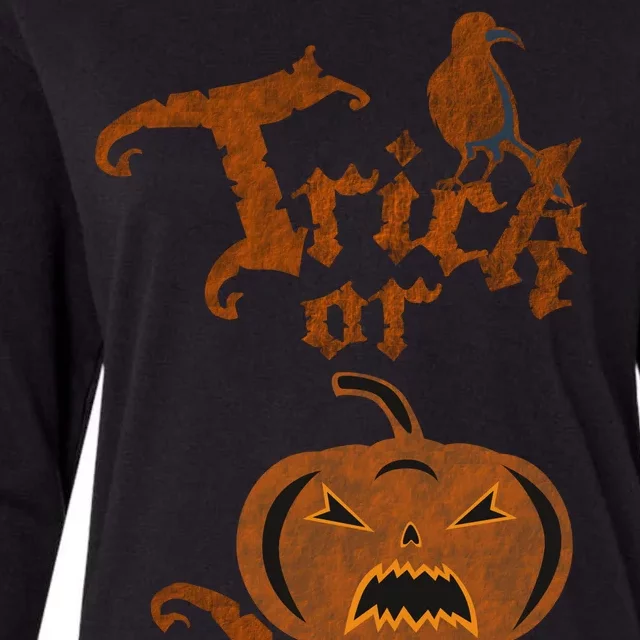 Trick Or Treat Pumpkin Halloween Womens Cotton Relaxed Long Sleeve T-Shirt