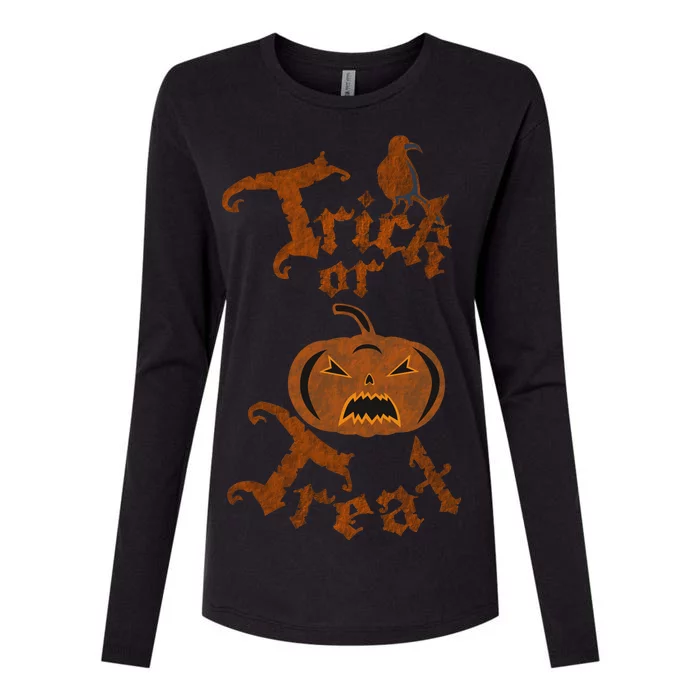 Trick Or Treat Pumpkin Halloween Womens Cotton Relaxed Long Sleeve T-Shirt