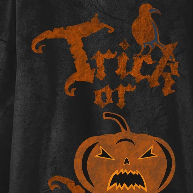 Trick Or Treat Pumpkin Halloween Hooded Wearable Blanket