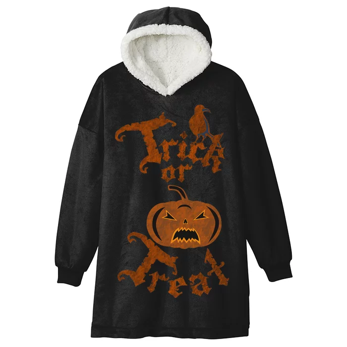 Trick Or Treat Pumpkin Halloween Hooded Wearable Blanket