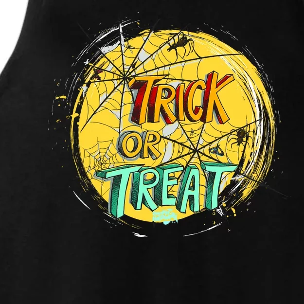 Trick or Treat Spider Web Ladies Tri-Blend Wicking Tank