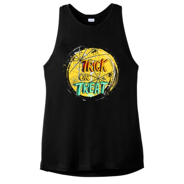 Trick or Treat Spider Web Ladies Tri-Blend Wicking Tank