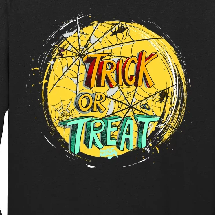 Trick or Treat Spider Web Tall Long Sleeve T-Shirt