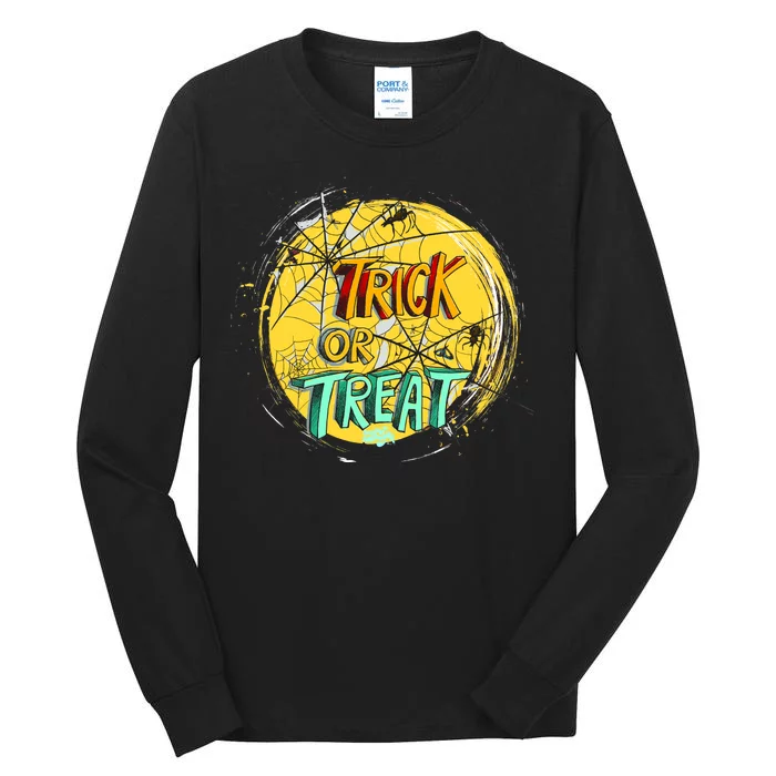 Trick or Treat Spider Web Tall Long Sleeve T-Shirt