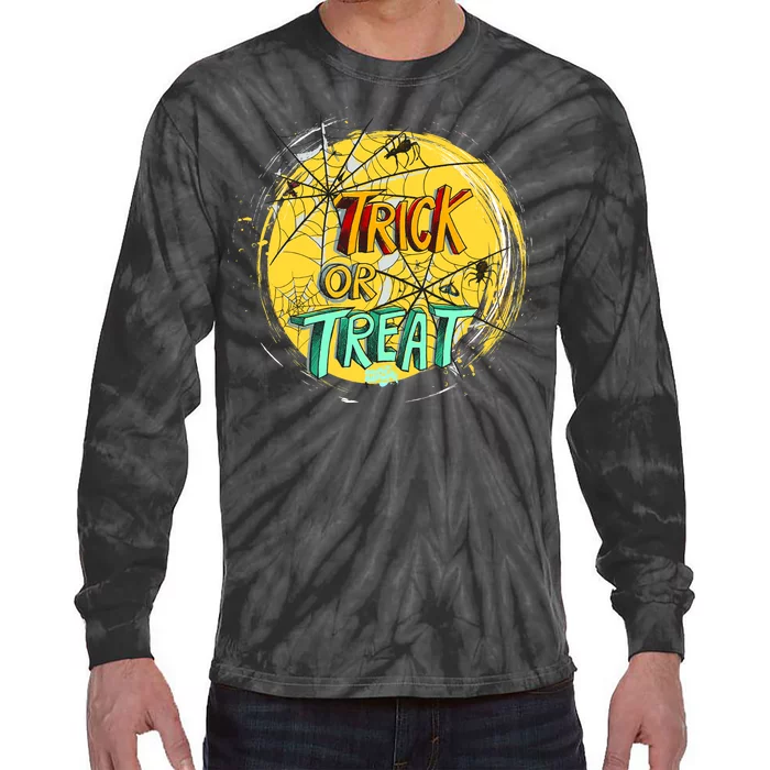 Trick or Treat Spider Web Tie-Dye Long Sleeve Shirt