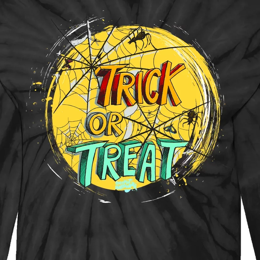 Trick or Treat Spider Web Tie-Dye Long Sleeve Shirt