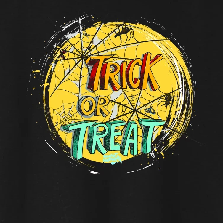 Trick or Treat Spider Web Women's Crop Top Tee