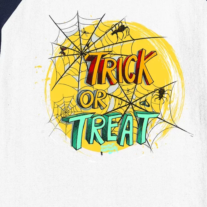 Trick or Treat Spider Web Baseball Sleeve Shirt