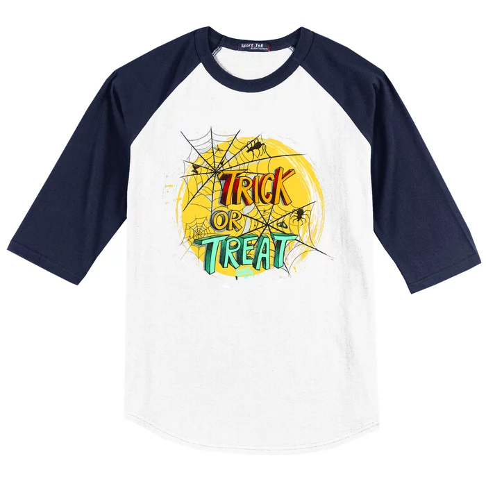 Trick or Treat Spider Web Baseball Sleeve Shirt