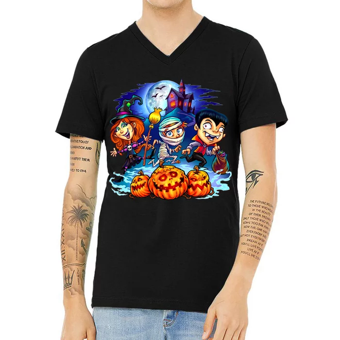 Trick-or-Treaters Halloween V-Neck T-Shirt