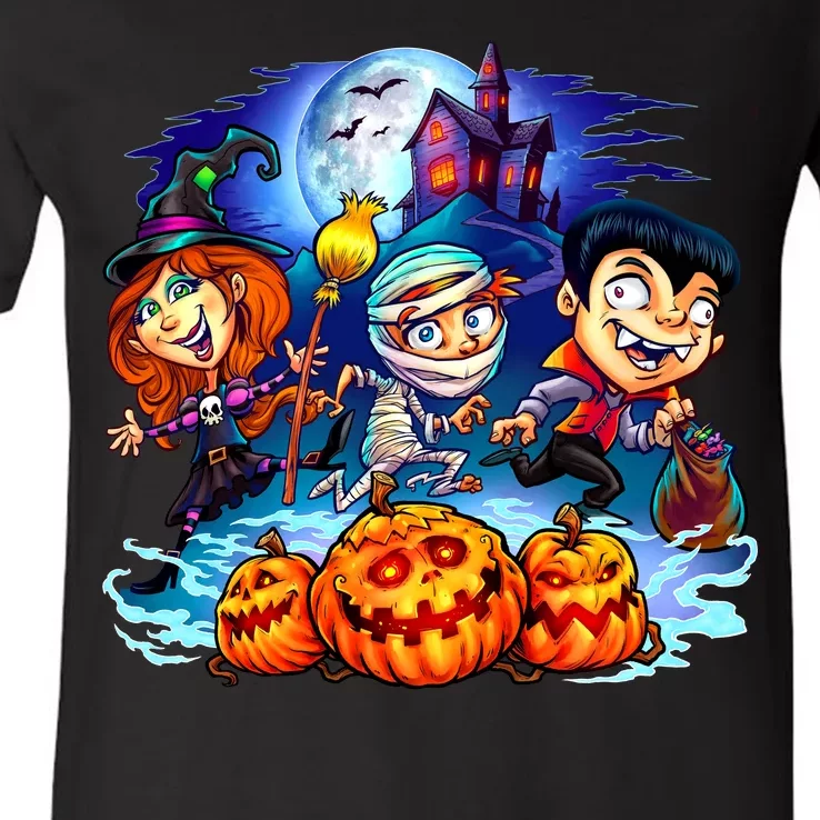 Trick-or-Treaters Halloween V-Neck T-Shirt