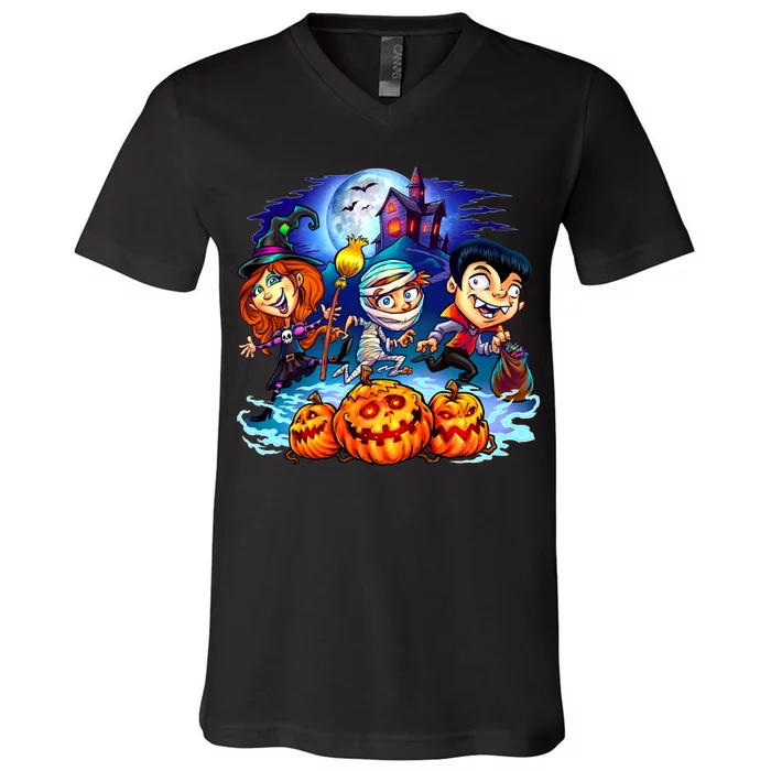 Trick-or-Treaters Halloween V-Neck T-Shirt